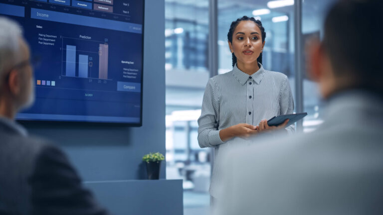 woman giving a presentation